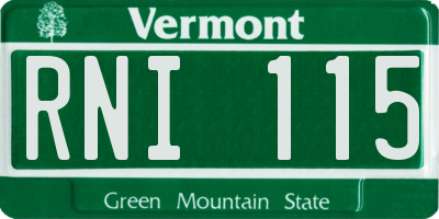 VT license plate RNI115