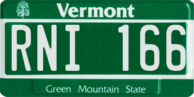 VT license plate RNI166
