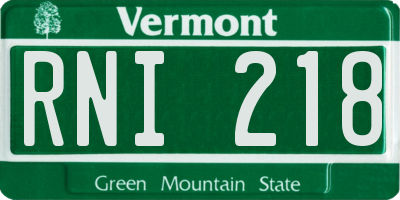 VT license plate RNI218