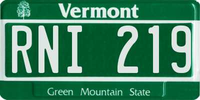 VT license plate RNI219