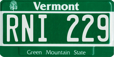 VT license plate RNI229