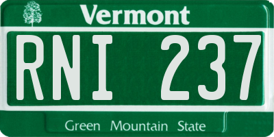 VT license plate RNI237