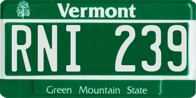 VT license plate RNI239