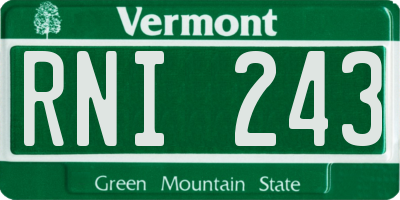 VT license plate RNI243
