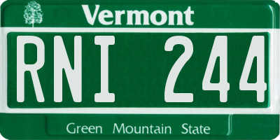 VT license plate RNI244