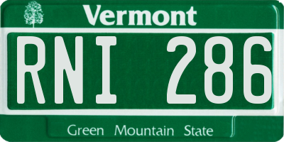 VT license plate RNI286
