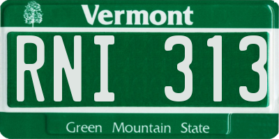VT license plate RNI313