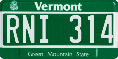 VT license plate RNI314