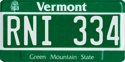 VT license plate RNI334