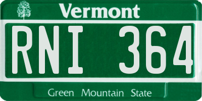 VT license plate RNI364