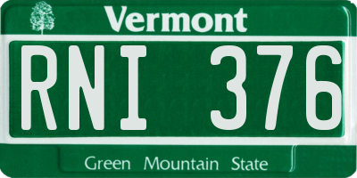 VT license plate RNI376