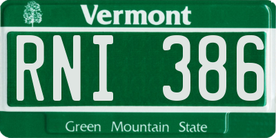 VT license plate RNI386
