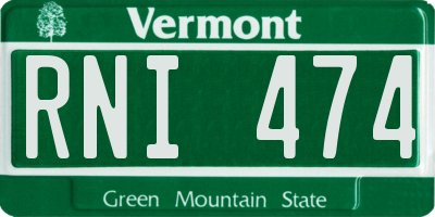 VT license plate RNI474