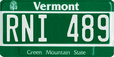 VT license plate RNI489