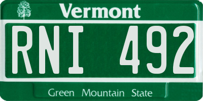 VT license plate RNI492