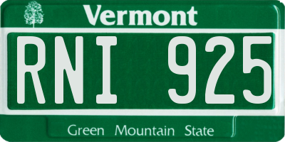 VT license plate RNI925