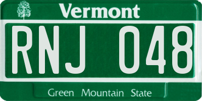 VT license plate RNJ048