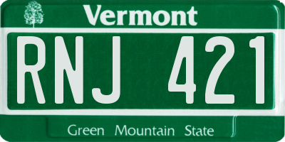 VT license plate RNJ421