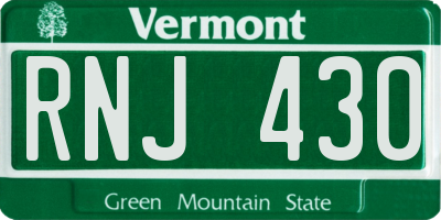 VT license plate RNJ430