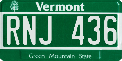 VT license plate RNJ436