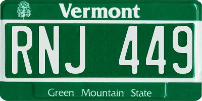 VT license plate RNJ449