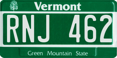 VT license plate RNJ462