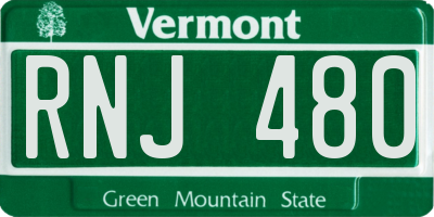 VT license plate RNJ480