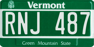 VT license plate RNJ487