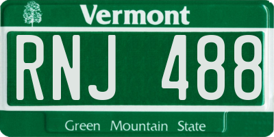 VT license plate RNJ488