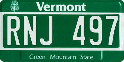 VT license plate RNJ497
