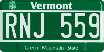 VT license plate RNJ559