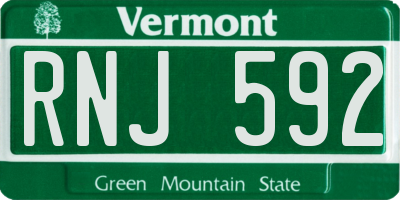 VT license plate RNJ592