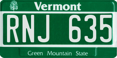 VT license plate RNJ635