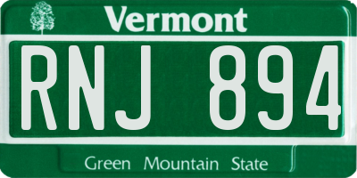 VT license plate RNJ894