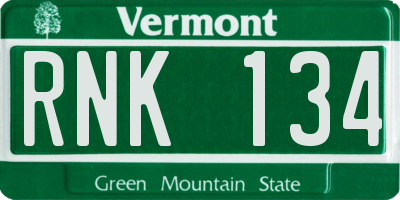 VT license plate RNK134