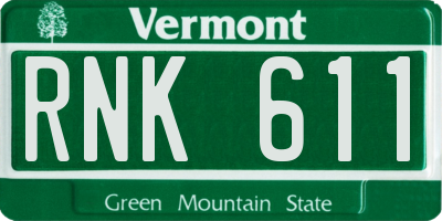 VT license plate RNK611