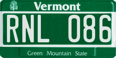 VT license plate RNL086