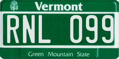 VT license plate RNL099