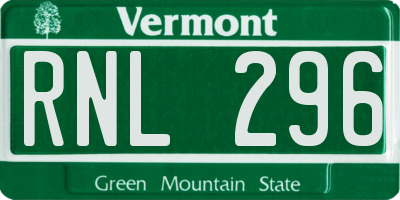 VT license plate RNL296