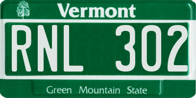 VT license plate RNL302
