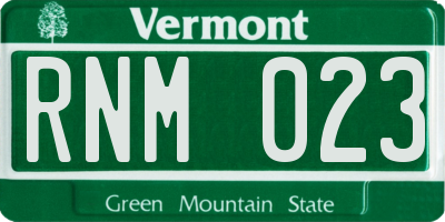 VT license plate RNM023