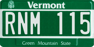 VT license plate RNM115
