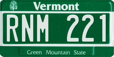 VT license plate RNM221