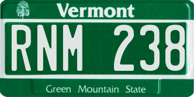 VT license plate RNM238