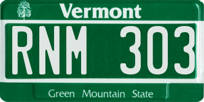 VT license plate RNM303