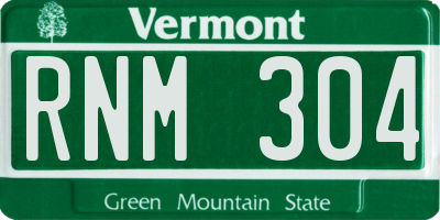 VT license plate RNM304