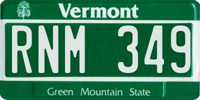 VT license plate RNM349