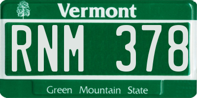 VT license plate RNM378