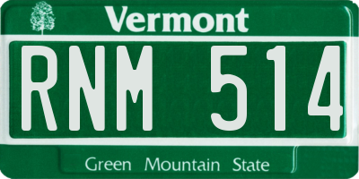 VT license plate RNM514