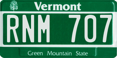 VT license plate RNM707